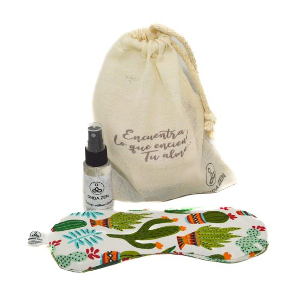 Kit bienestar: antifaz + spray + bolsa lienzo